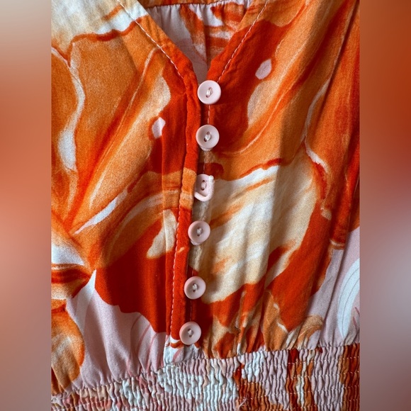 Abel the Label Flower Bomb Pink Orange Tropical Floral High Lo Maxi Dress M - Picture 5 of 14